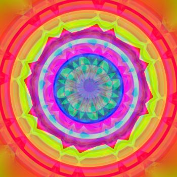 Abstract colorful circle with star shapes inside of this.