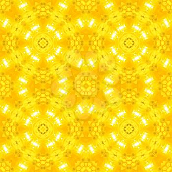 Yellow kaleidoscope floral abstract seamless background illustration.