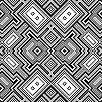 Seamless geometric retro black and white background made from simple squares.