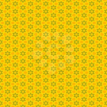 Abstract seamless yellow background with green stars..