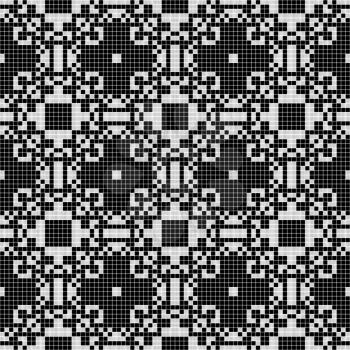 White lace curtain abstract seamless pattern on a black background.