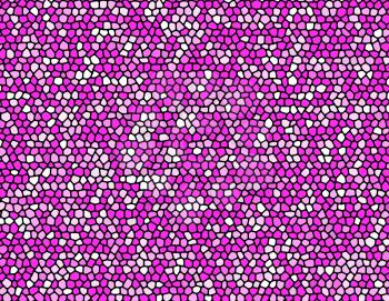 Abstract stone mosaic in pink and purple colors with black joints.