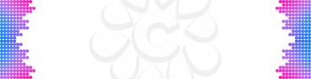 Web header banner with colorful dots design on both sides and copy space in the middle. Copy space is good for placing some text and other graphics.