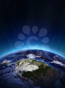 South America from space. Elements of this image furnished by NASA 3d rendering