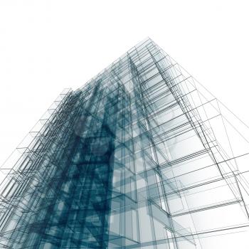 Abstract building. Architecture design and model my own 3d rendering