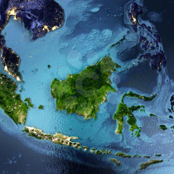Indonesia, Malaysia, Philippines, Bangkok, Vietnam. Elements of this image furnished by NASA. 3D rendering