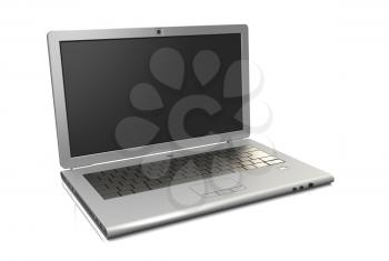 Modern laptop. Angle view 3d render technology background