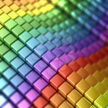 Rainbow shape. 3d render defocused colors background