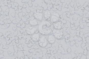 Valentine's Day abstract 3D illustration pattern made from small gray hearts.