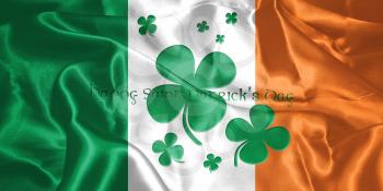 St. Patrick's Day. Flag Of Ireland With Clover Leafs 3D illustration