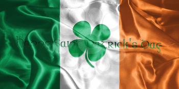 St. Patrick's Day. Flag Of Ireland With Clover Leafs 3D illustration