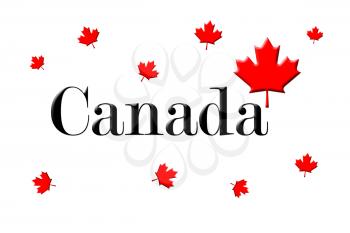 Canada Written On White Background With Maple Leaf 3D Rendering