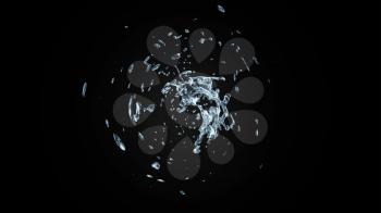 Watersplash On Black Background 3D Rendering