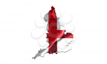 Flag of England With Map Isolated On White Bckground 3D illustration