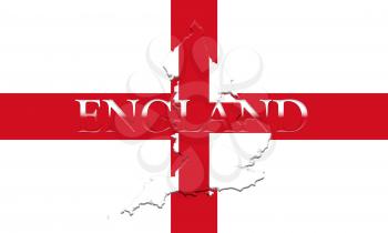 Flag of England With Map and Country Name On It On It 3D illustration