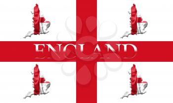 Flag of England With Map and Country Name On It On It 3D illustration