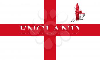 Flag of England With Map and Country Name On It On It 3D illustration