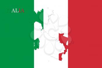 Map of Italy With Italian Flag. Official colors and proportion illustration