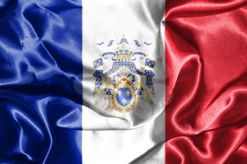 National Flag Of France With Coat Of Arms On It 3D illustration