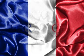 National Flag Of France Waving in the Wind With Country Name On It 3D illustration