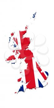 United Kingdom Map With Flag On It Isolated On White Background 3D illustration