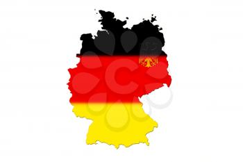 Map of Germany with national flag isolated on white background With Crest