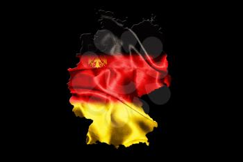 Map of Germany with national flag isolated on Black background With Crest