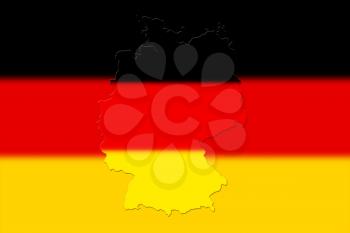 Map of Germany with national flag on background