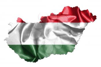 Hungarian National Flag And Map Waving in the Wind Isolated on White Background 3D illustration