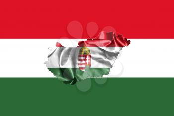 Hungarian National Flag And Map Waving in the Wind 3D illustration