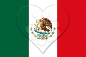 Mexican National Flag With Eagle Coat Of Arms In Shape Of Heart 3D Rendering