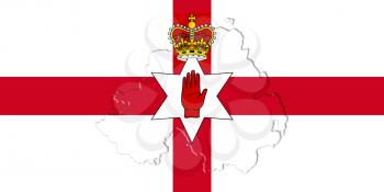 Northern Ireland Ulster Banner. Flag With Map On It 3D illustration
