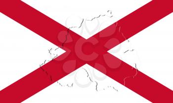 Northern Ireland Flag and Map. Saint Patrick's Saltire 3D illustration