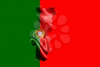 Portugal National Flag With Map Of Portugal On It 3D illustration