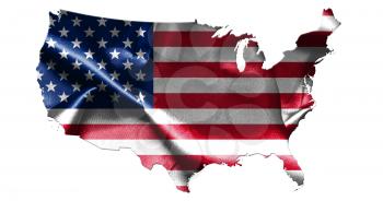 United States of America Map With American Flag Isolated On White Background 3D illustration