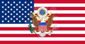 United States of America Flag With Eagle Coat Of Arms 3D illustration