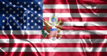 United States of America Flag With Eagle Coat Of Arms 3D illustration