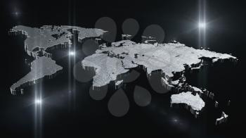 World map in space 3D render