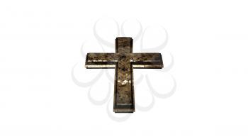 Christian Cross Isolated on White Background 3D Rendering