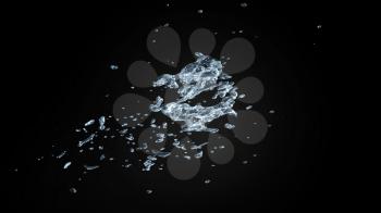 Watersplash On Black Background 3D Rendering