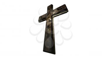 Christian Cross Isolated on White Background 3D Rendering