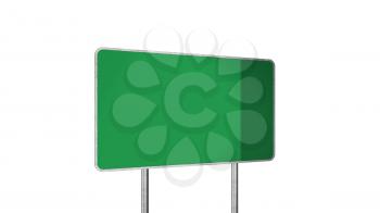 Road Sign in Green Color Isolated On White Background