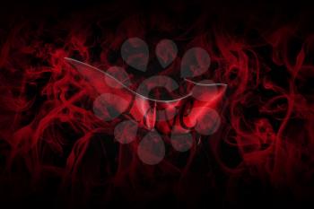 Love Concept. Arrow With Love Written On It Showing The Way On Black Background Full Of Red Smoke 3D illustration