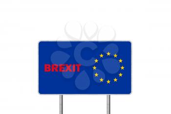Brexit Concept. Road Sign Depicting United Kingdom Departing European Uniun