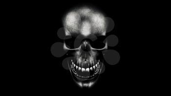 Human Skull On Black Background 3D Rendering. Halloween Concept