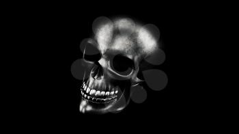 Human Skull On Black Background 3D Rendering. Halloween Concept