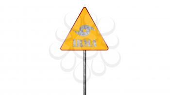 Hurricane Warning Road Sign Isolated On White Background 3D Rendering