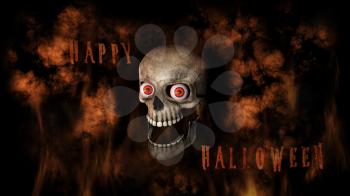 Human Skull With Eyes And Scary, Evil Look Halloween Concept 3D Rendering 