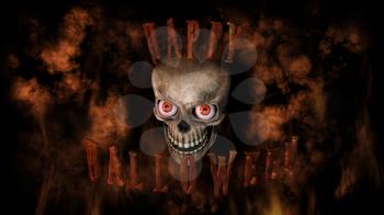 Human Skull With Eyes And Scary, Evil Look Halloween Concept 3D Rendering 