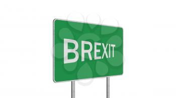 Brexit Concept. Road Sign Depicting Great Britain Departing European Uniun